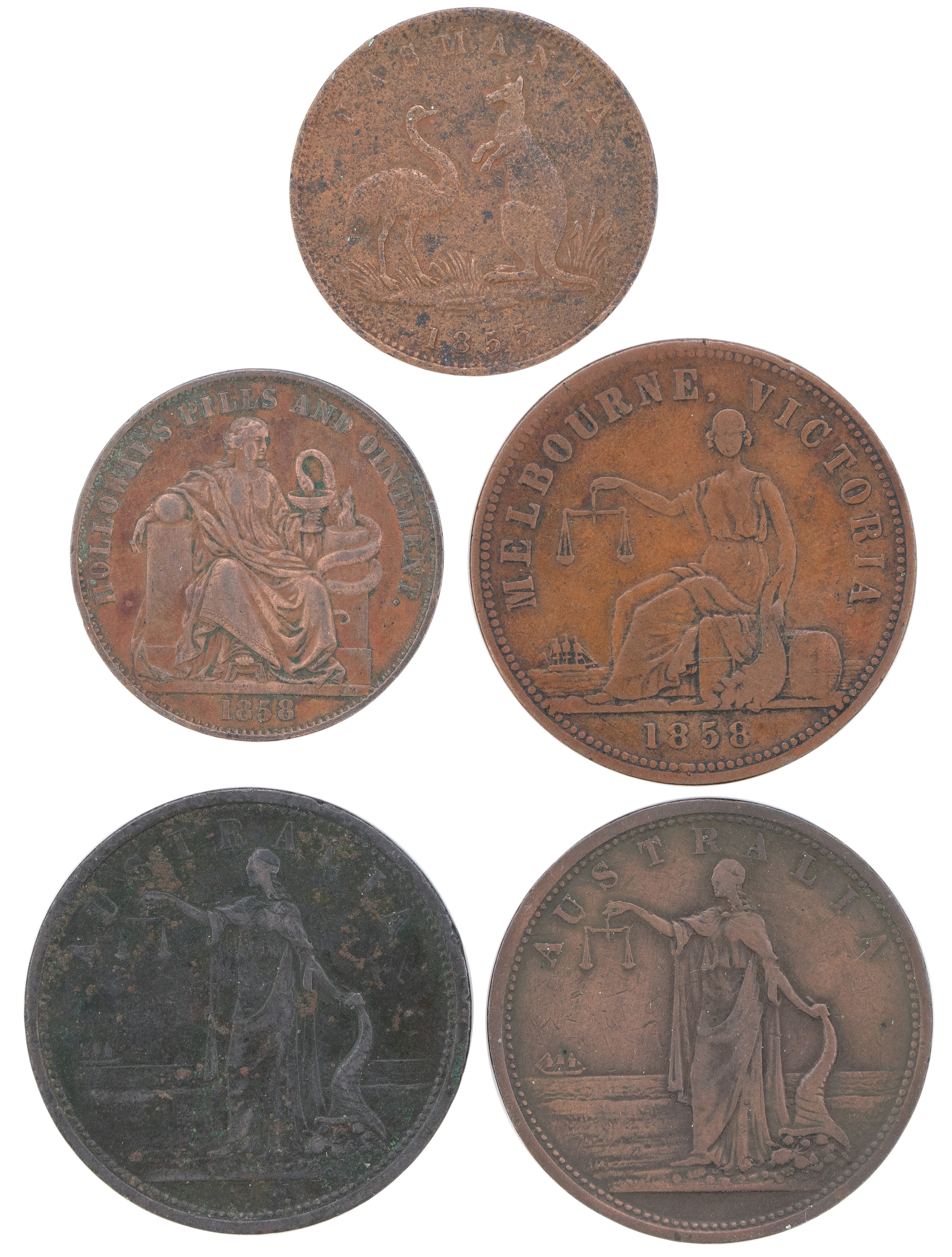 Penny, 1858 - 1860, F - aVF