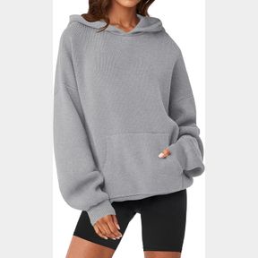 MEROKEETY WOMEN'S 2024 FALL OVERSIZED HOODIE LONG SLEEVE PULLOVER SWEATER RIBBED KNIT SWEATSHIRT WITH POCKETS SZ SMALL