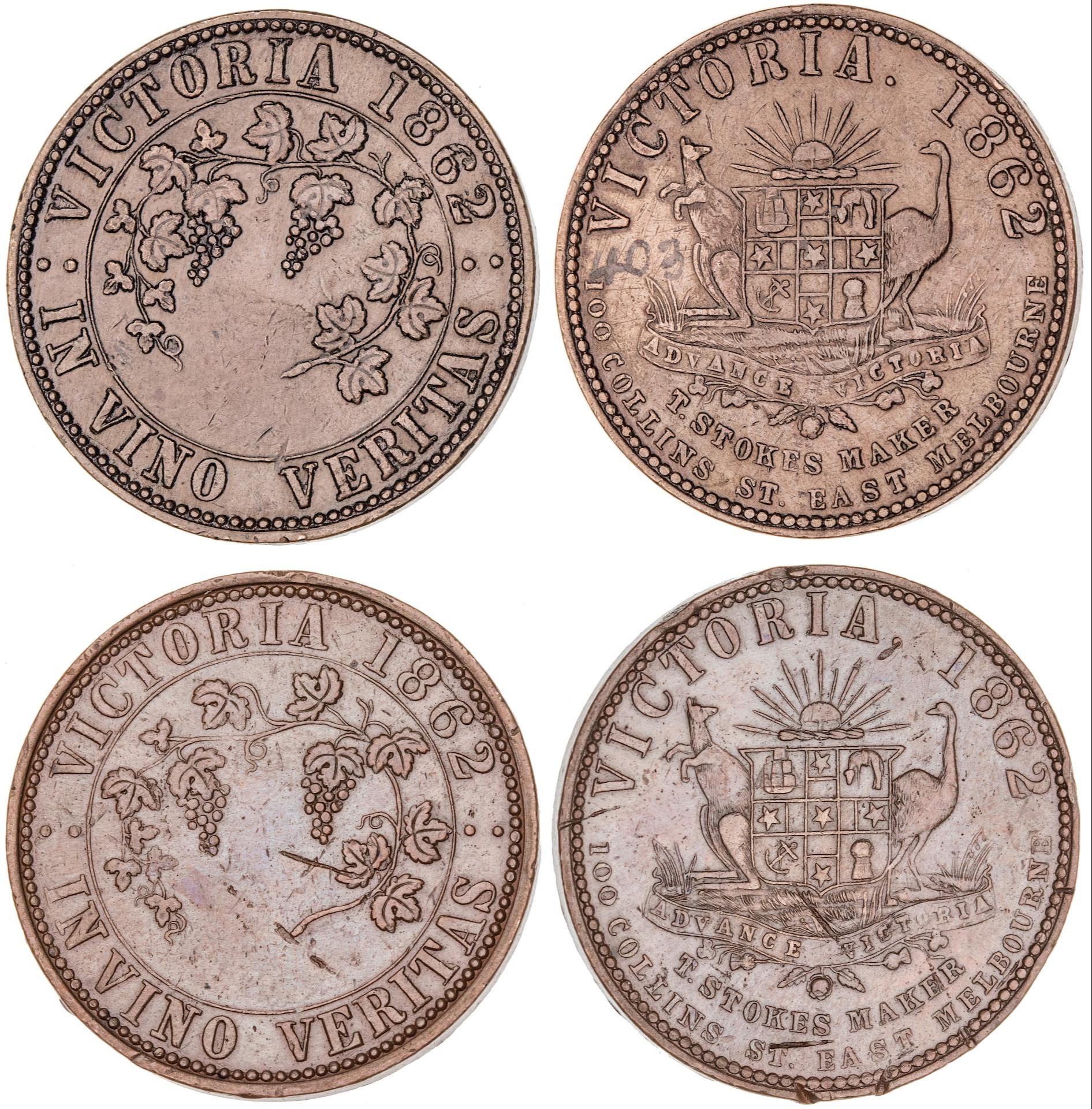 Melbourne, Victoria, T. Stokes, Penny, 1862, gVF