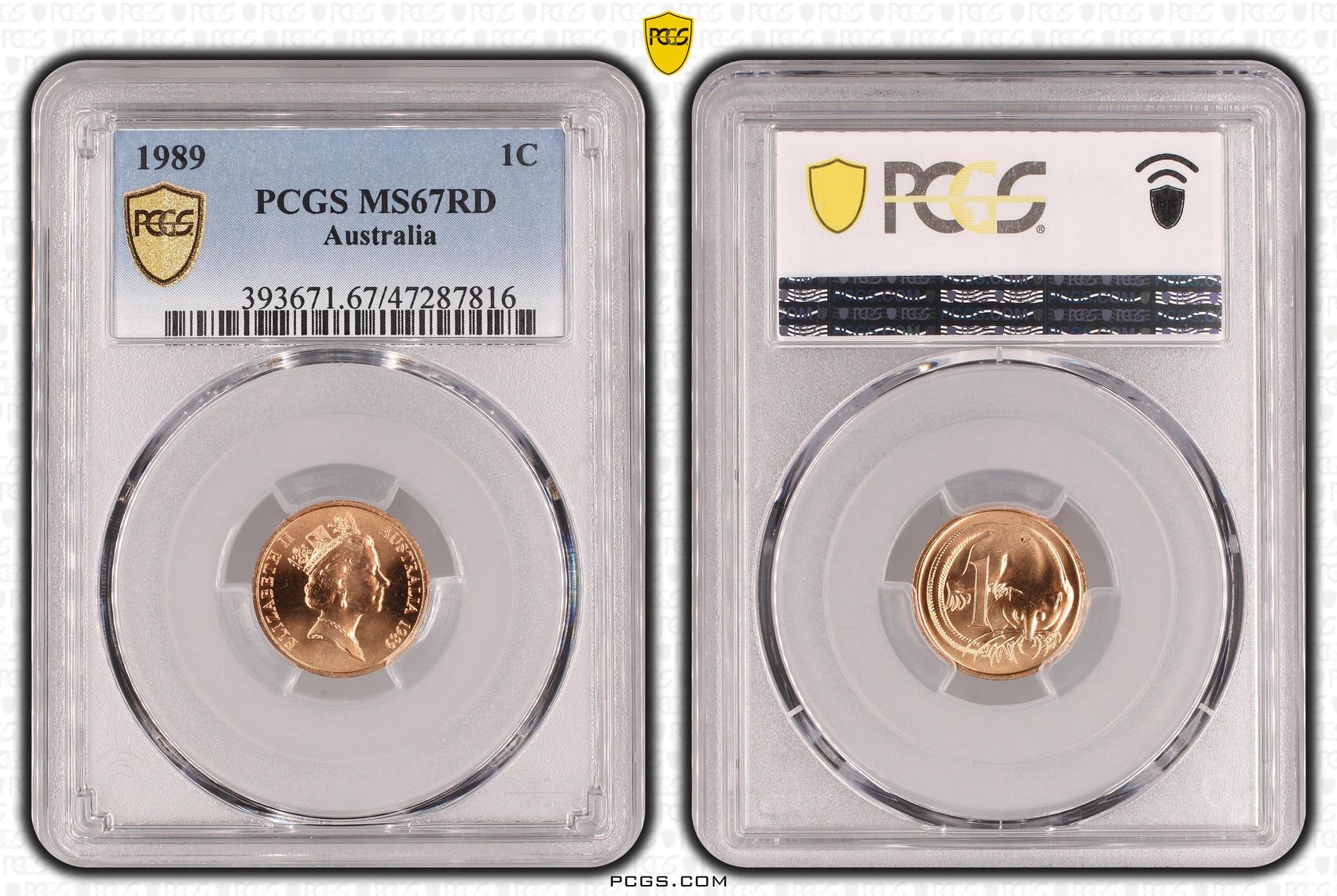 7 · Elizabeth II, One Cent, 1989, PCGS MS67RD
