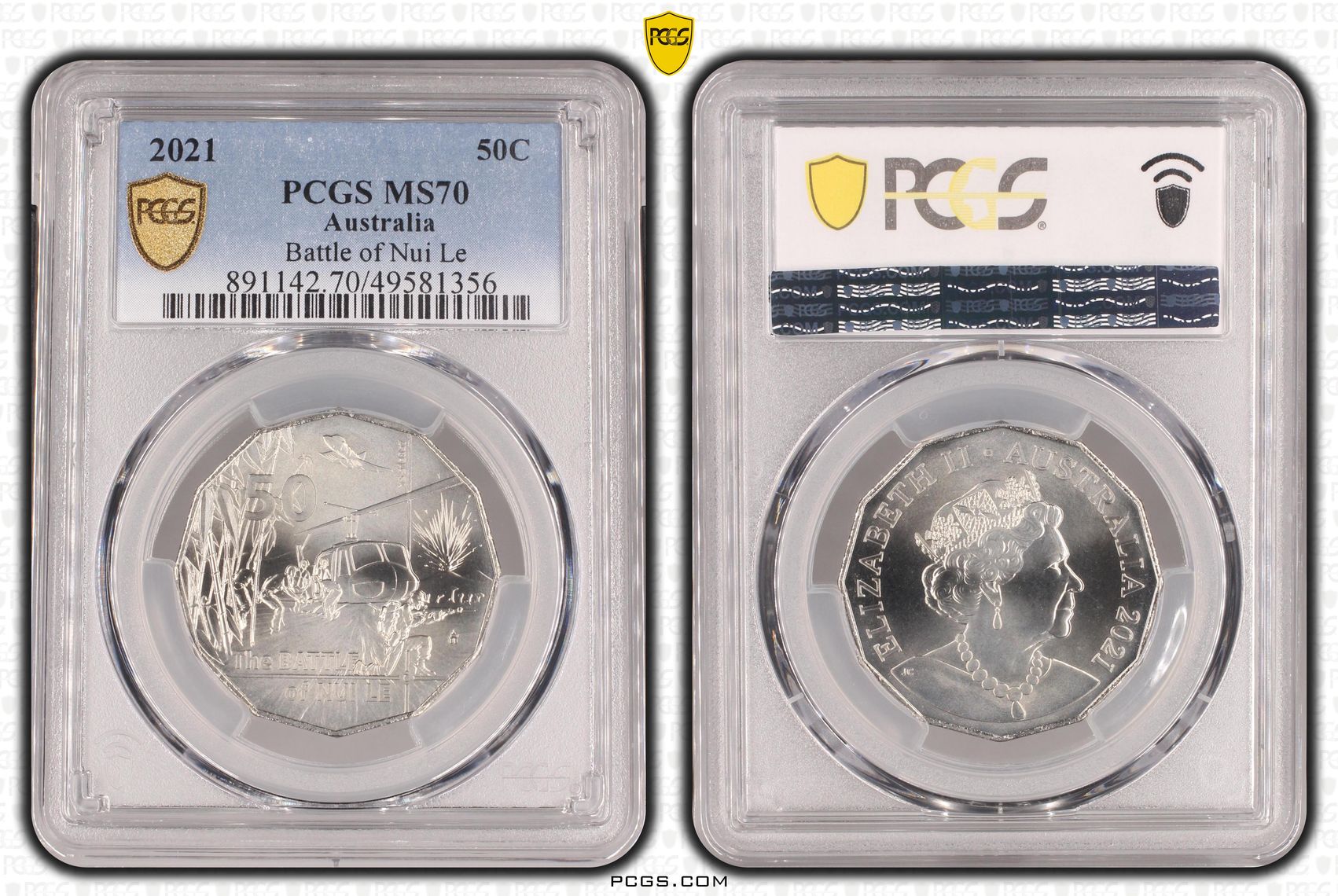 327 · Battle of Nui Le, POP 17/0, Fifty Cent, 2021, PCGS MS70