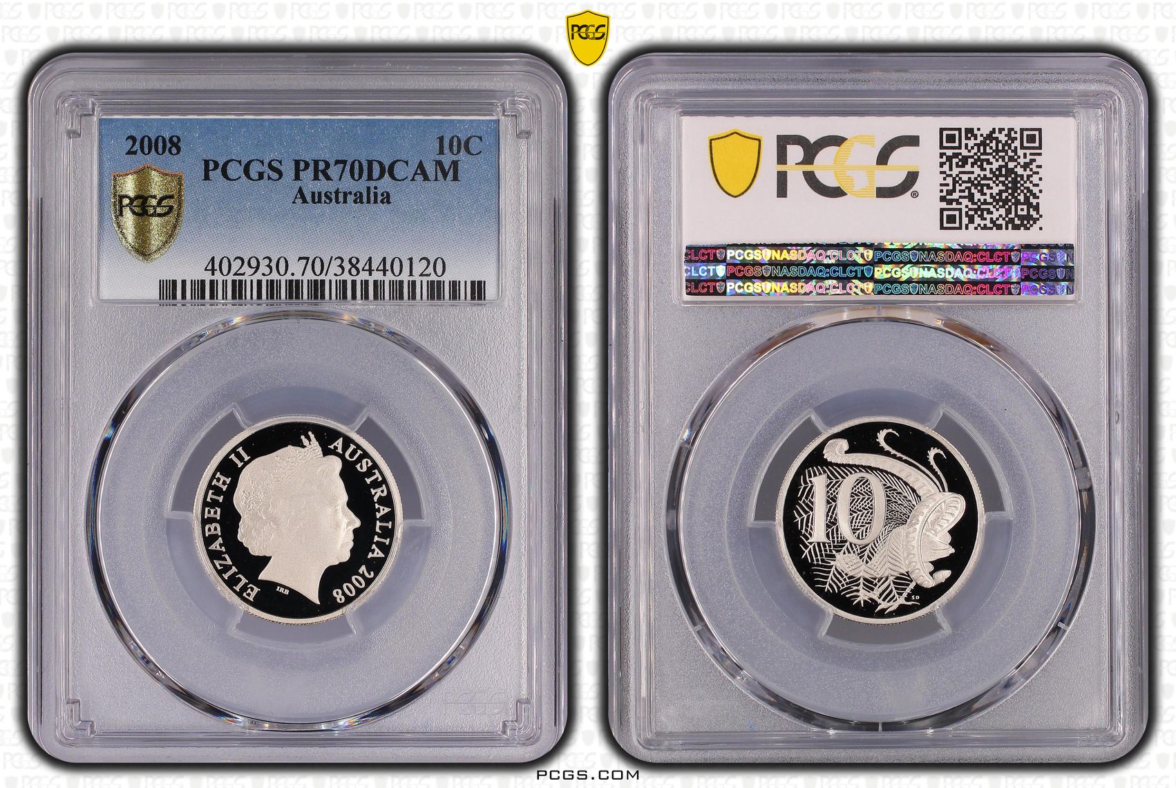 Top pop, Ten Cent, 2008, PCGS PR70DCAM