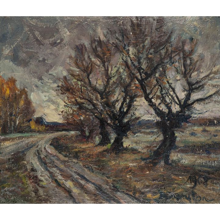 Józef Charyton | Pejzaż z wiejską drogą, 1968 r.