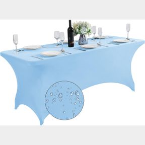 SUPERO WATERPROOF SPANDEX TABLE COVER FOR 6FT TABLE UNIVERSAL FITTED STRETCH TABLECLOTH FOR PARTY, BANQUET, WEDDING AND EVENTS-BLU