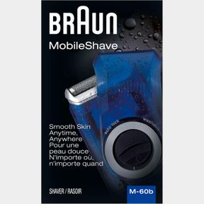 BRAUN ELECTRIC RAZOR FOR MEN, M60B MOBILE ELECTRIC FOIL SHAVER, WASHABLE
