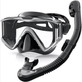 GREATEVER SNORKEL SET PANO 3 WINDOW SNORKEL MASK ADULT, PANORAMIC WIDE VIEW, ANTI-FOG SCUBA DIVING MASK, ANTI-LEAK SNORKEL GOGGLES