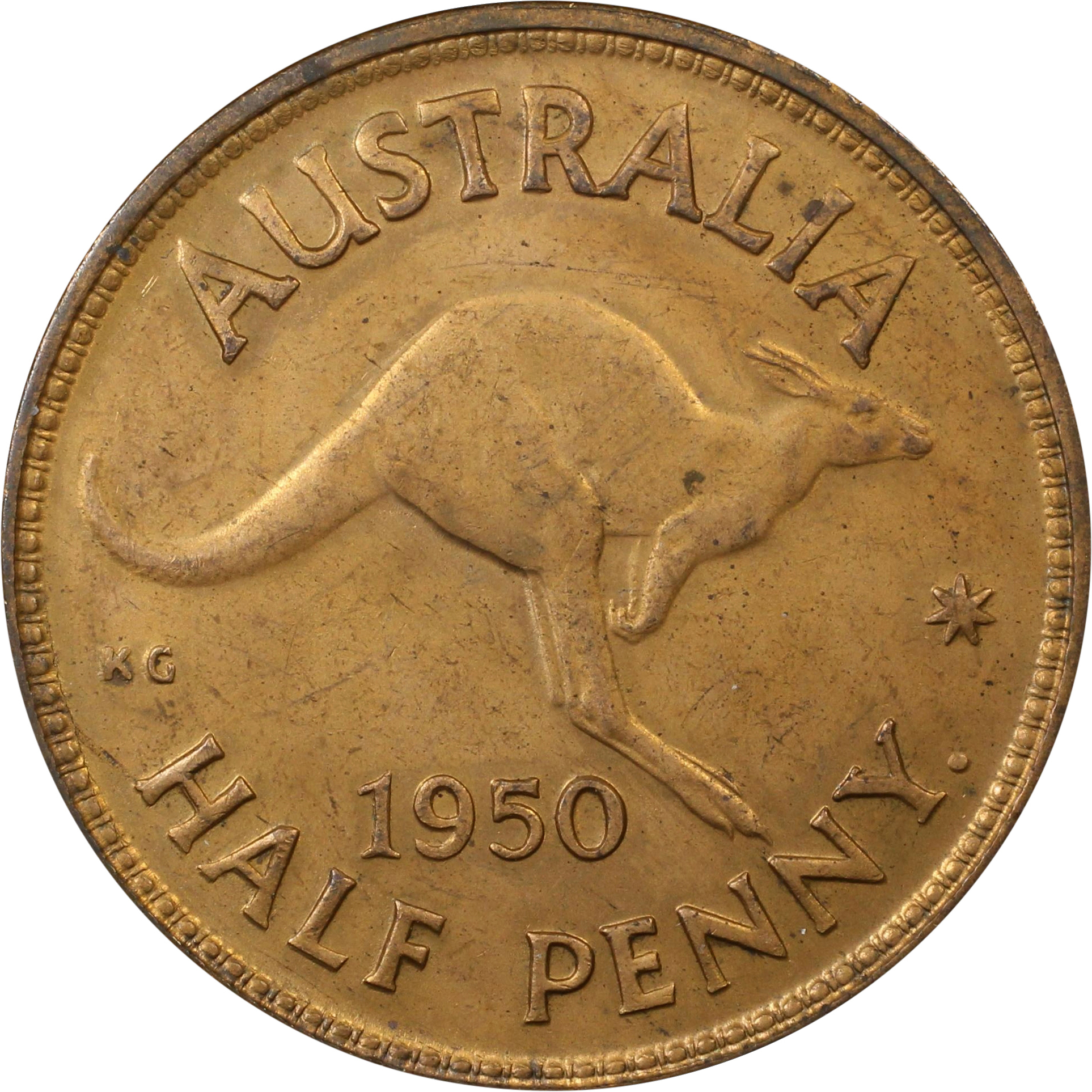 George VI, Halfpenny, 1950(P), MS 64 RB