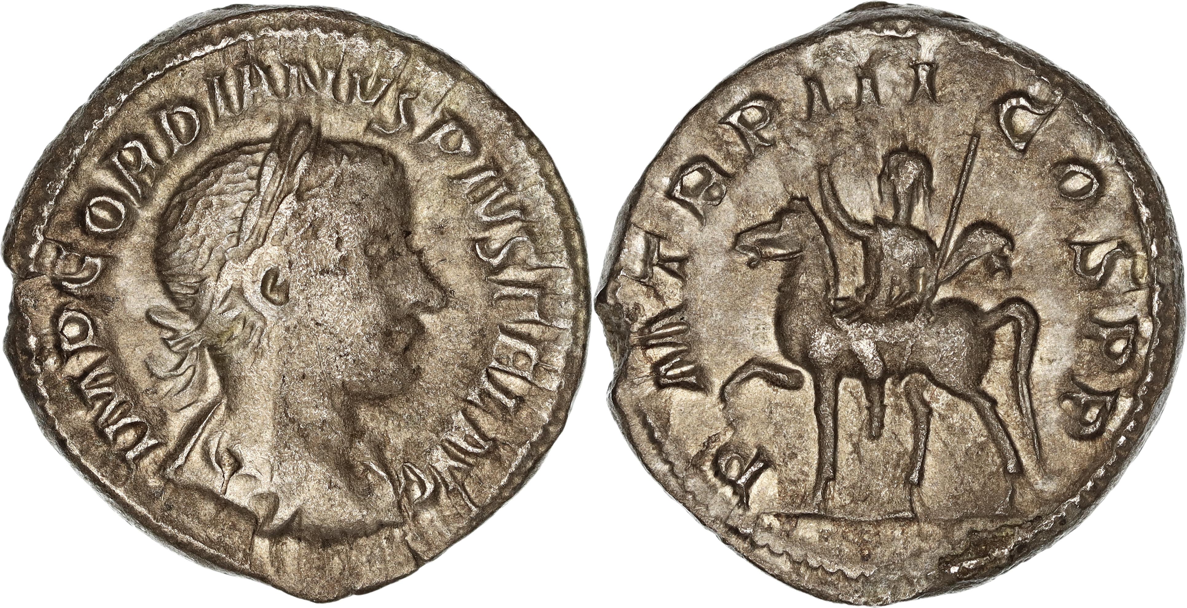 Roman Empire, Gordian III, Silver Denarius, 240 AD, nVF-VF