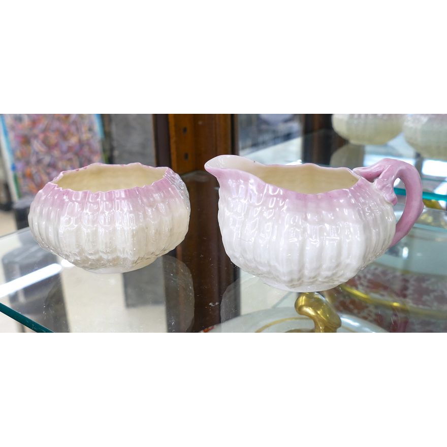 Belleek Black Mark Sugar and Creamer 4'' Approx.