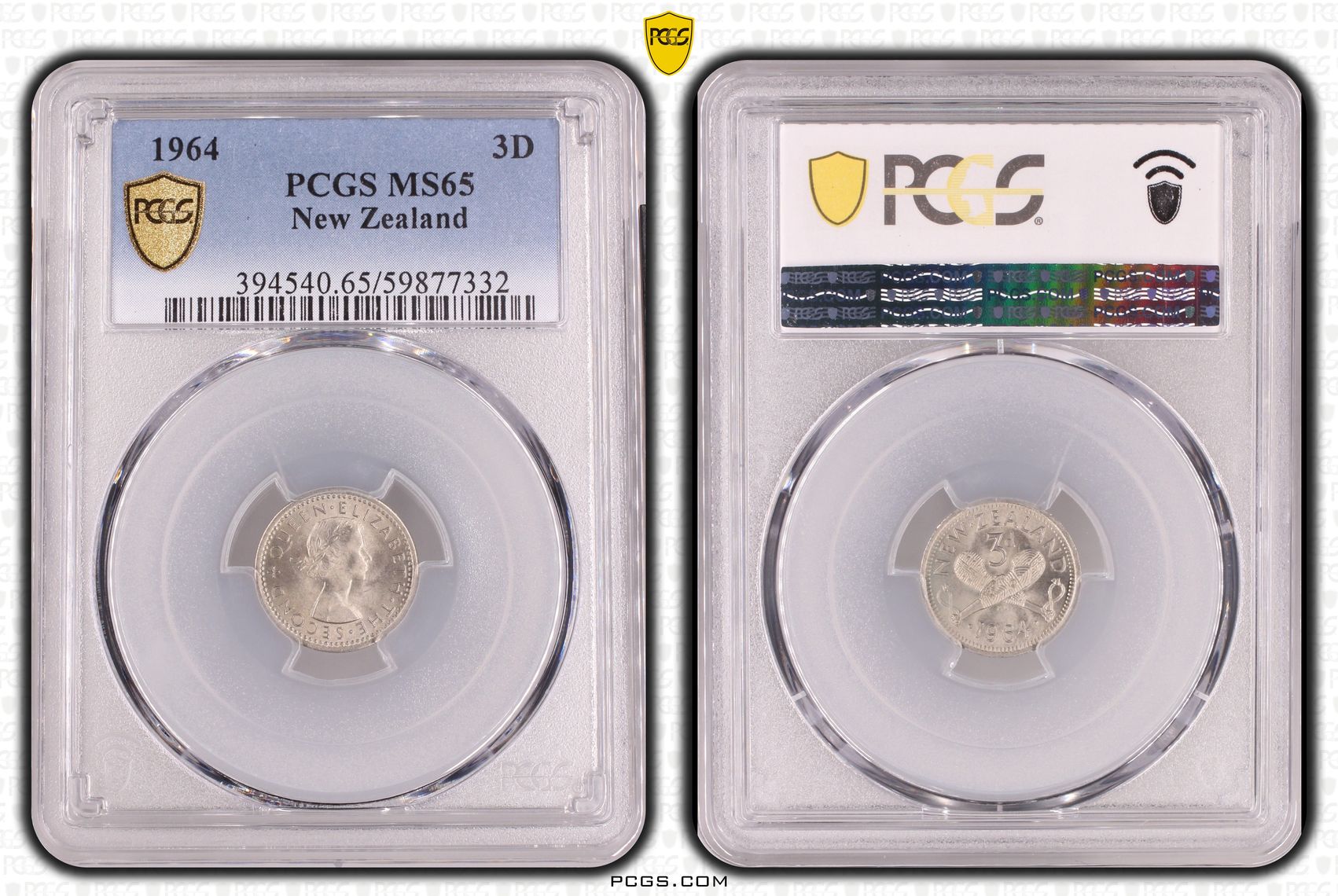 New Zealand , Threepence, 1964, PCGS MS65