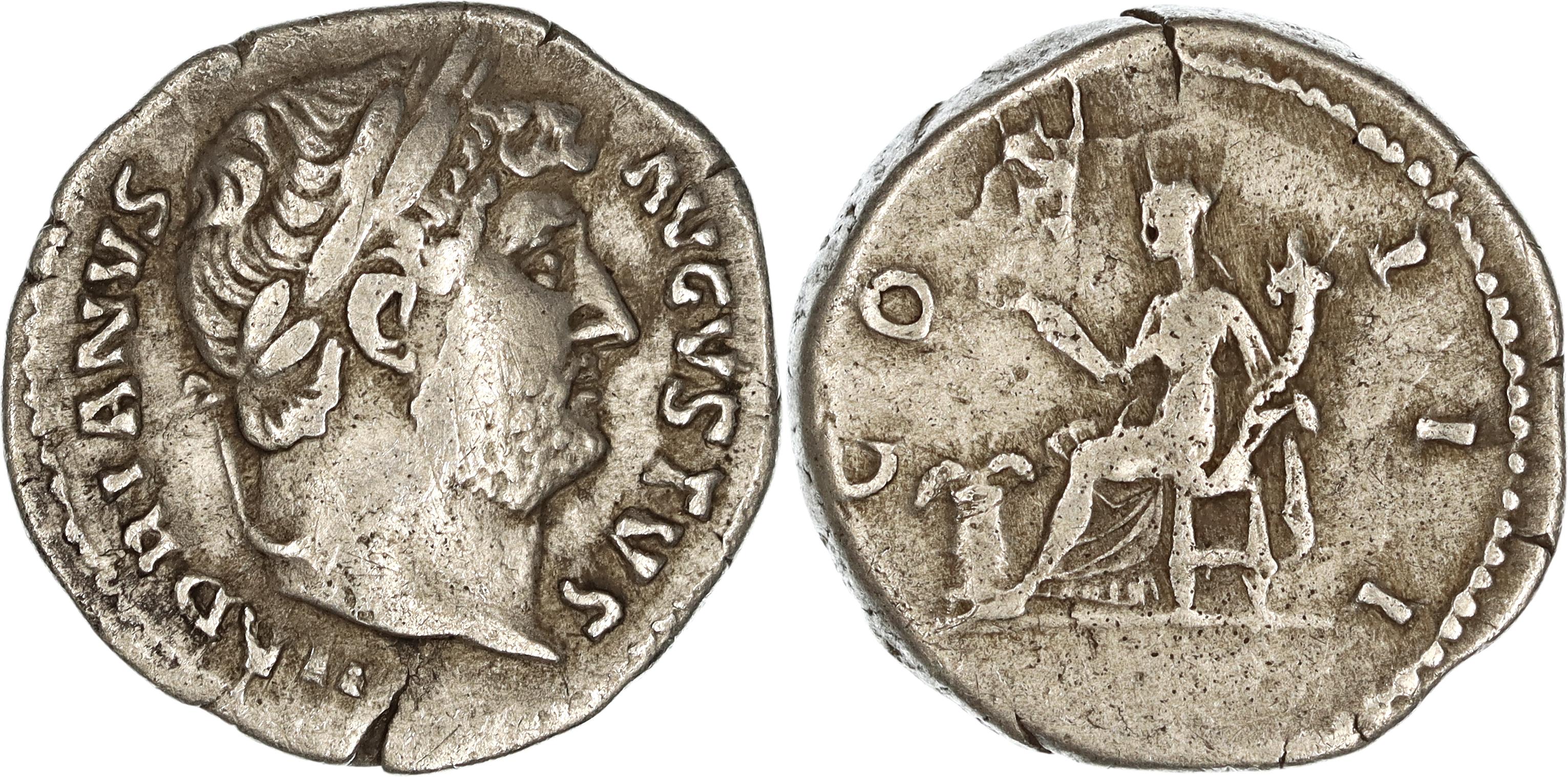 Roman Empire, Hadrian, Silver Denarius, 125-128 AD, nVF