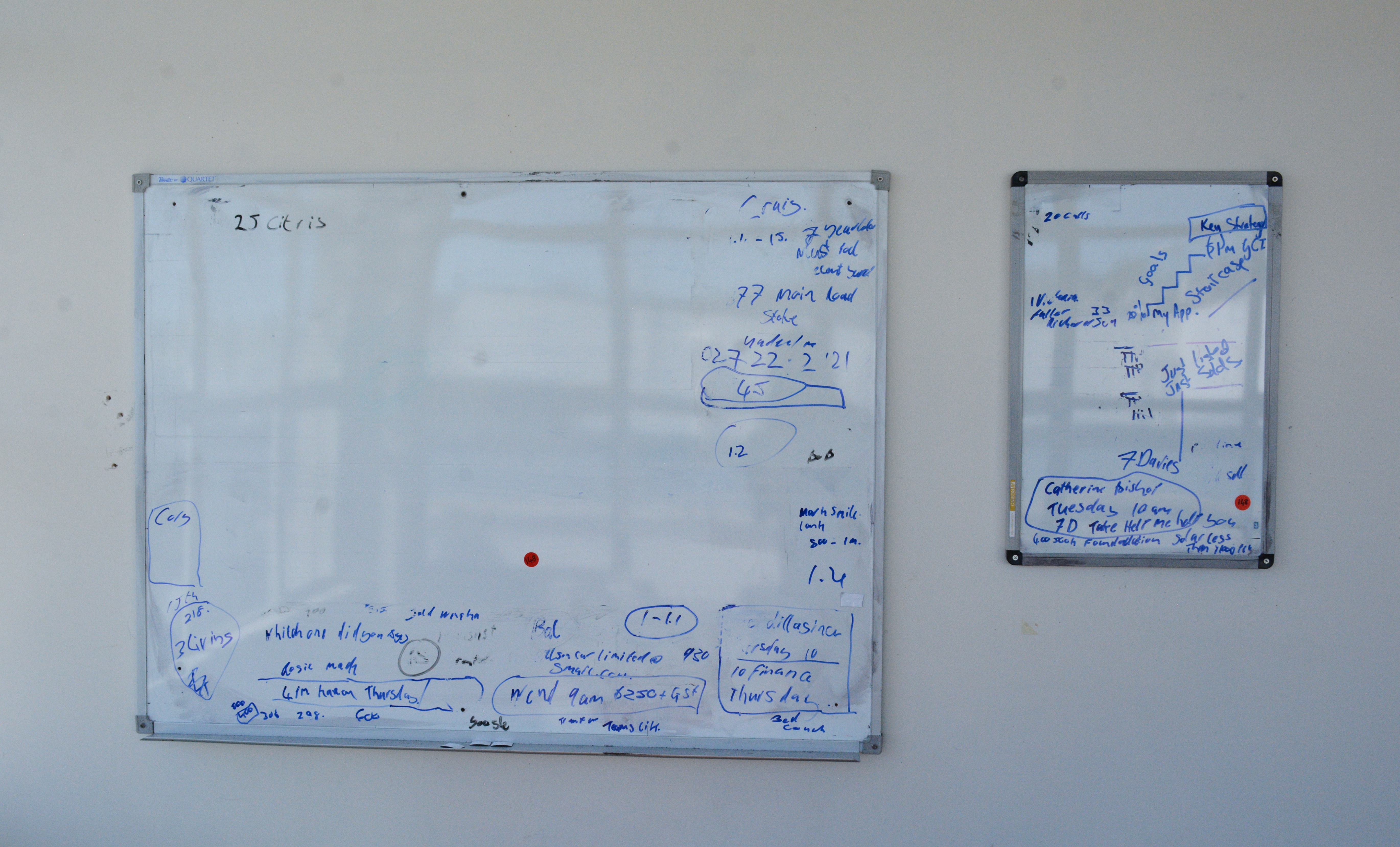 Office Wall Mounted Whiteboards x 2 — sold at auction in New Zealand for $15