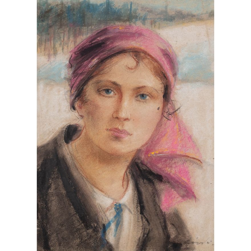 Stanisław Górski | Portret dziewczyny w chuście