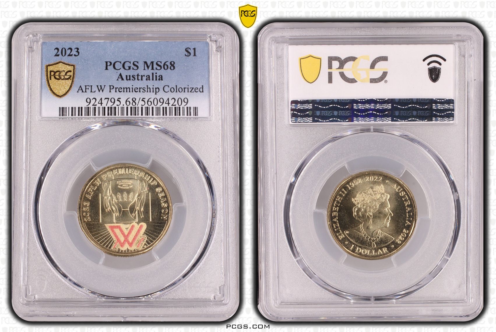 AFLW Premiership Colorized, One Dollar, 2023, PCGS MS68
