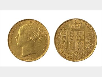 1884 Queen Victoria Young Head Melbourne Mint Shield Gold Sovereign.