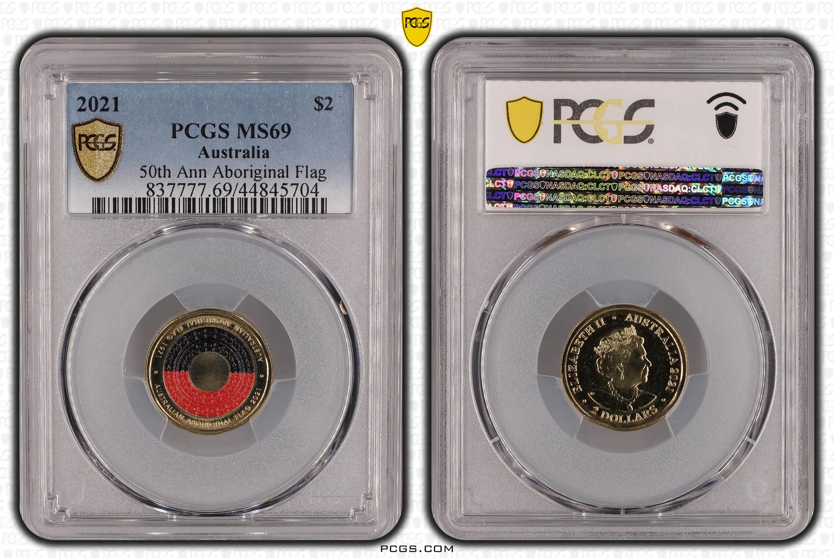 2021 Australia Two Dollar, $2 50th Ann Aboriginal Flag PCGS - MS69 POP 23/0 -704