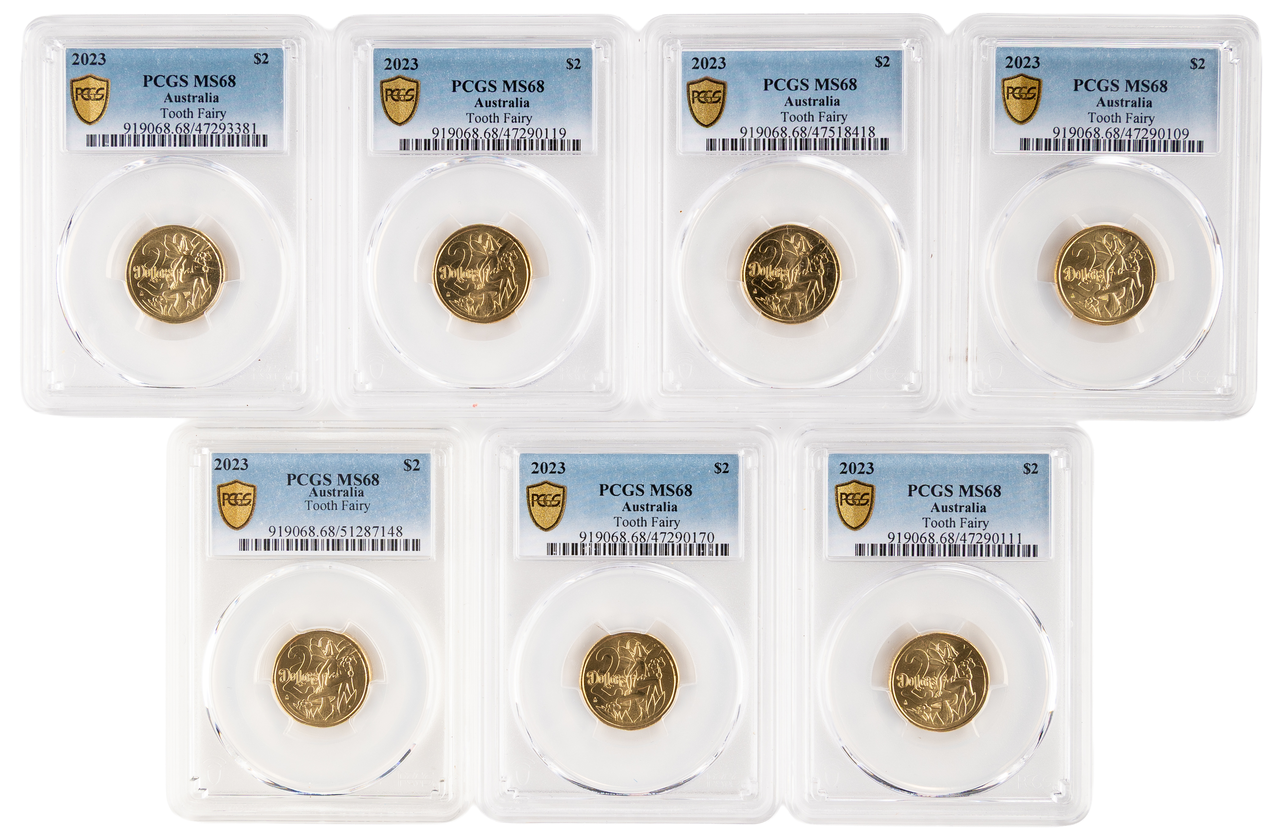 7x Tooth Fairy, Two Dollar, 2023, PCGS MS68