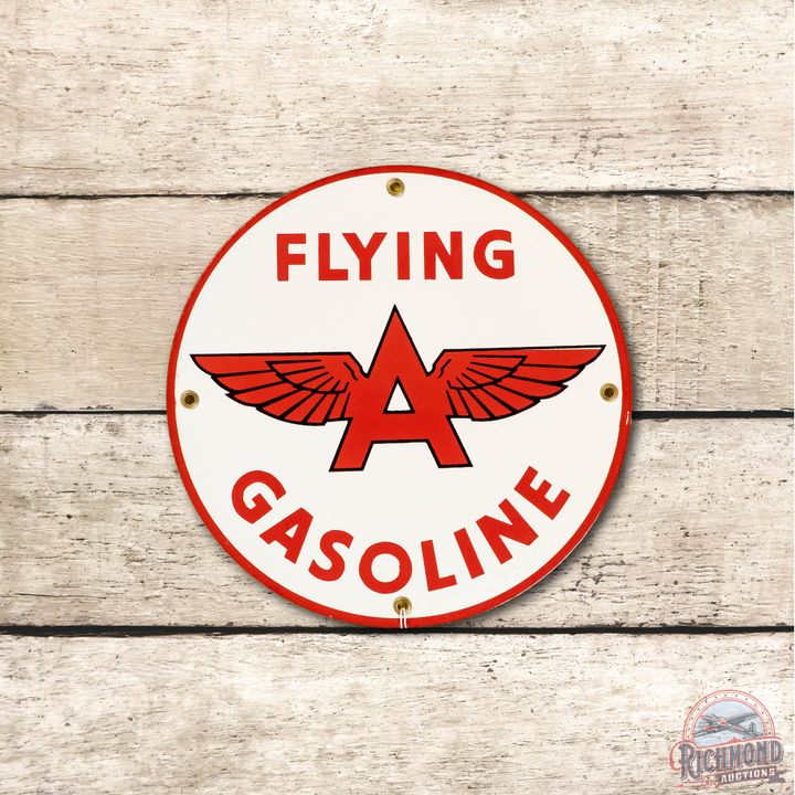 10" Flying A Gasoline Porcelain Pump Sign TAC 9.75