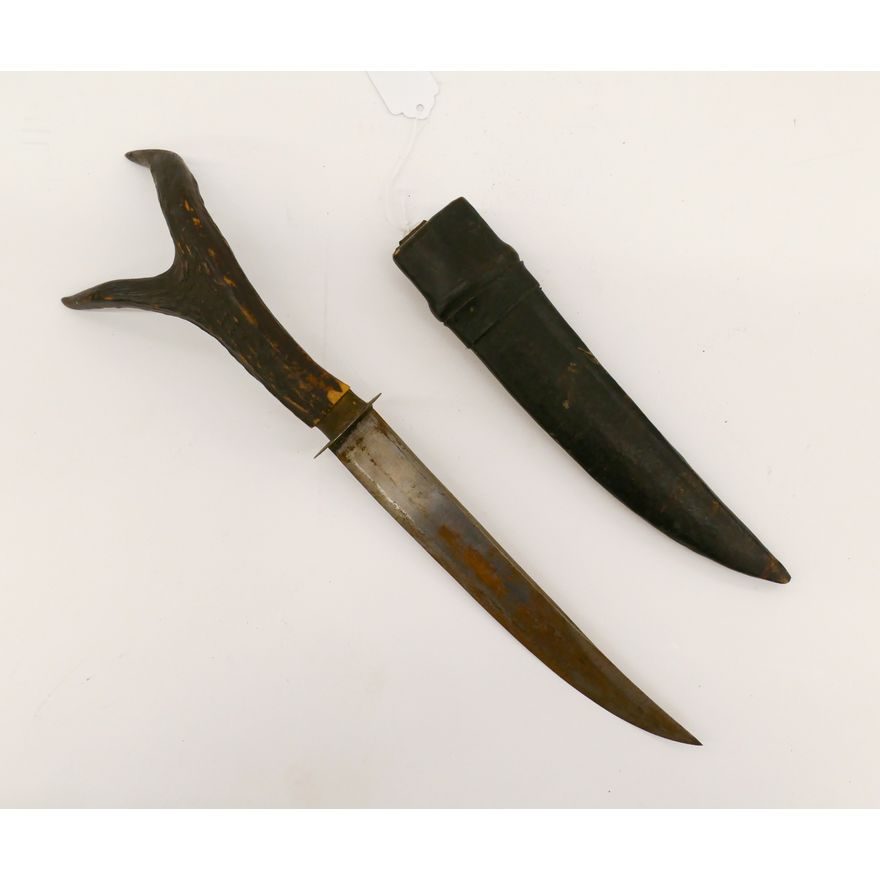 Antique Stag Antler Handle Hunting Knife 16.5''