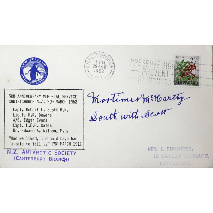 NZ. ANTARCTIC SOCIETY [CANTERBURY BRANCH] - Commemorative Envelope