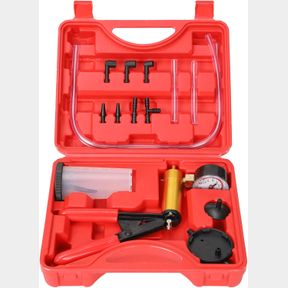 YONLIGONJU BRAKE BLEEDER KIT WITH HAND VACUUM PUMP WITH GAUGE ADAPTERS AUTOMOTIVE BRAKE FLUID BLEEDING SET FOR BIKE CAR TRUCK (RED