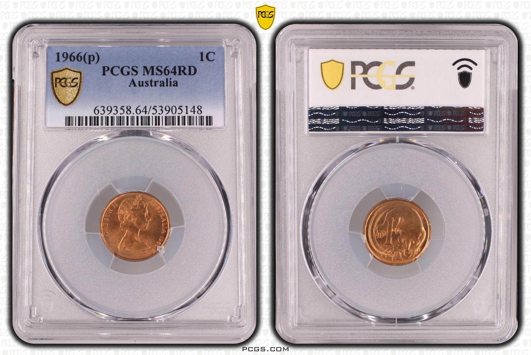 Elizabeth II, One Cent, 1966(p), PCGS MS64RD