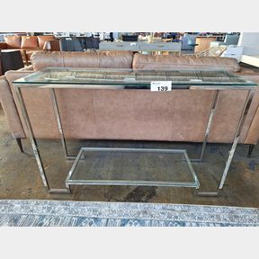 GLASS SIDE CABINET WITH METAL FRAME