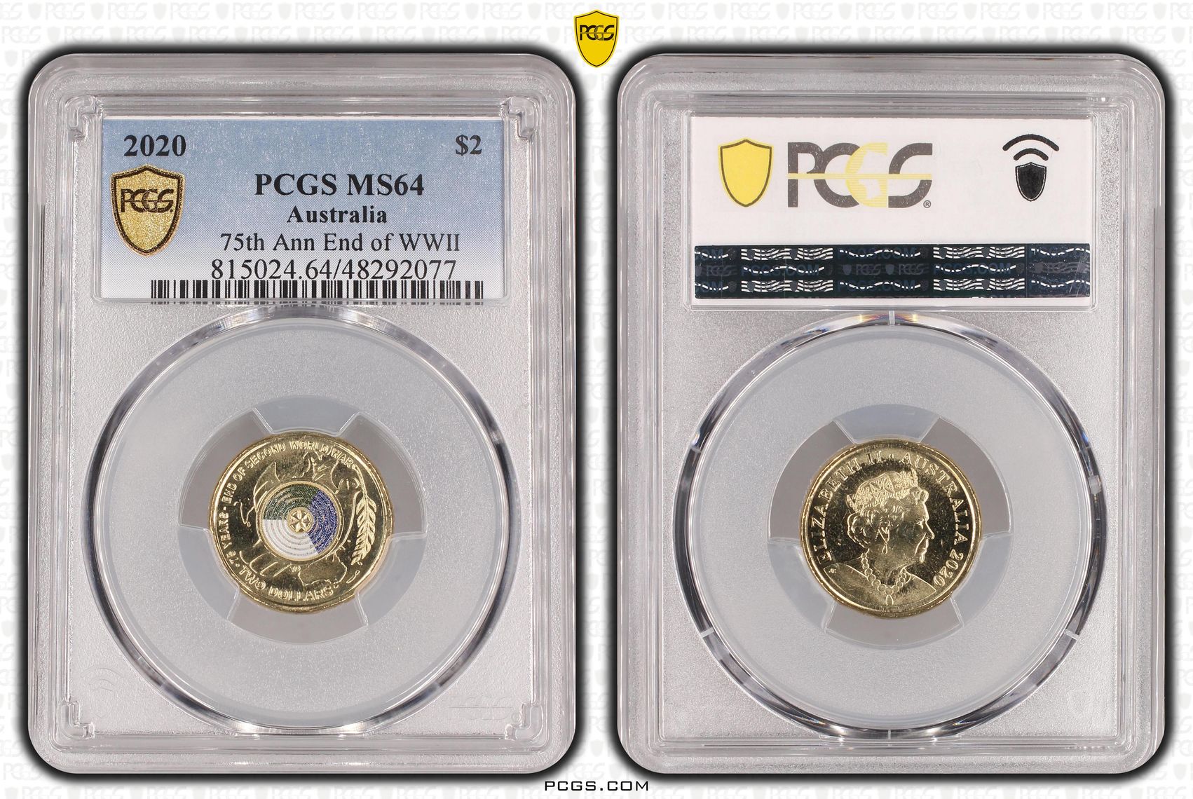 75th Ann End of WWII Colourised, Two Dollar, 2020, PCGS MS64
