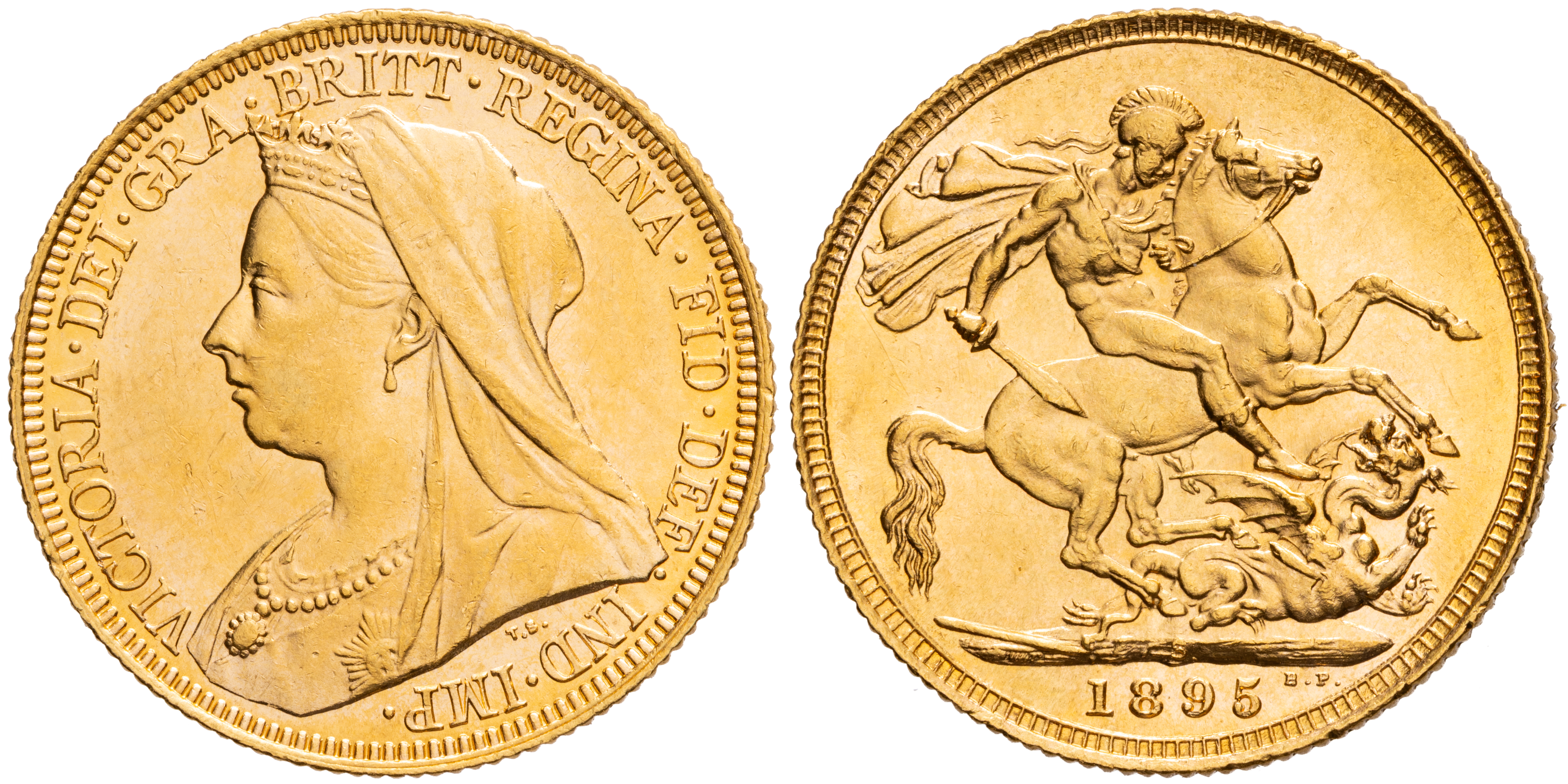 Victoria, St. George Reverse - Sydney Mint - Veiled, Sovereign, 1895, EF