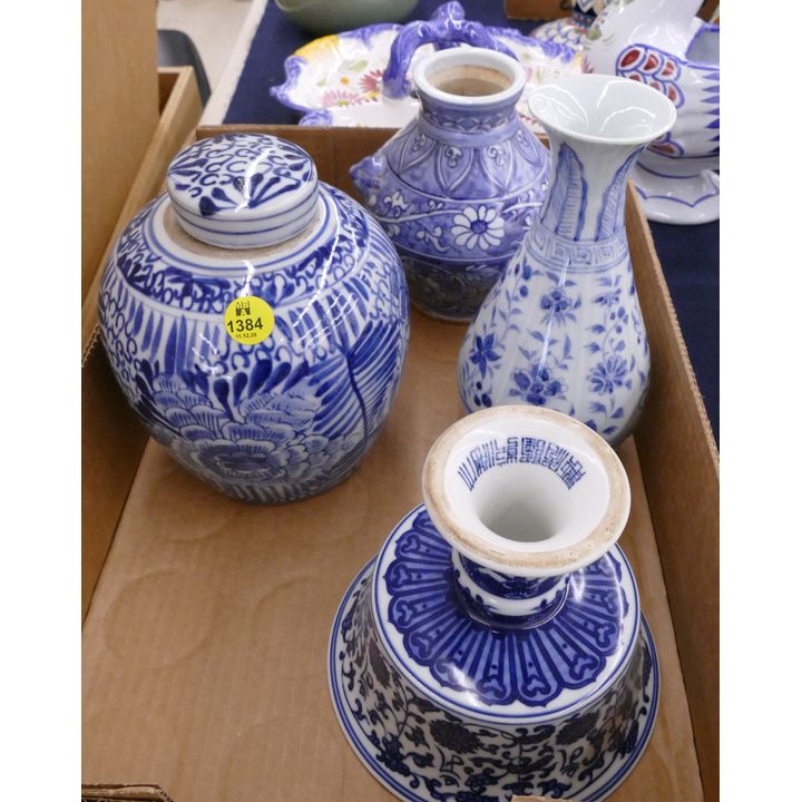 Box 4pc Chinese B&W Porcelain