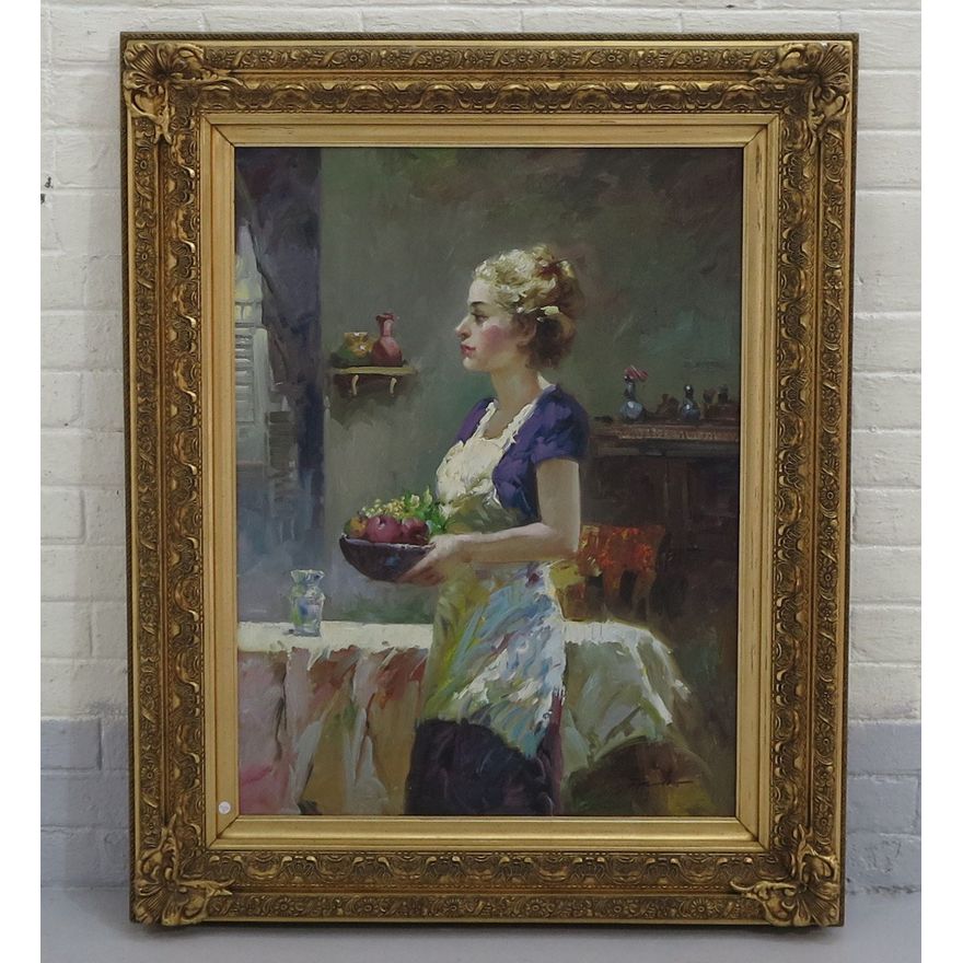 LARGE GILT FRAMED OIL ON BOARD