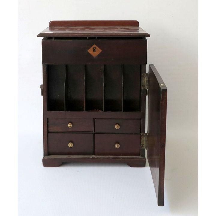 19TH CENTURY MAHOGANY TWO-HANDLED DESK TOP CABINET