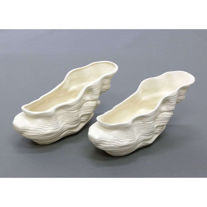 Crown Lynn Potteries, Pair of white crag-shaped vases