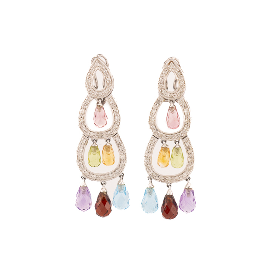 Aretes tipo candelabros con semipreciosas