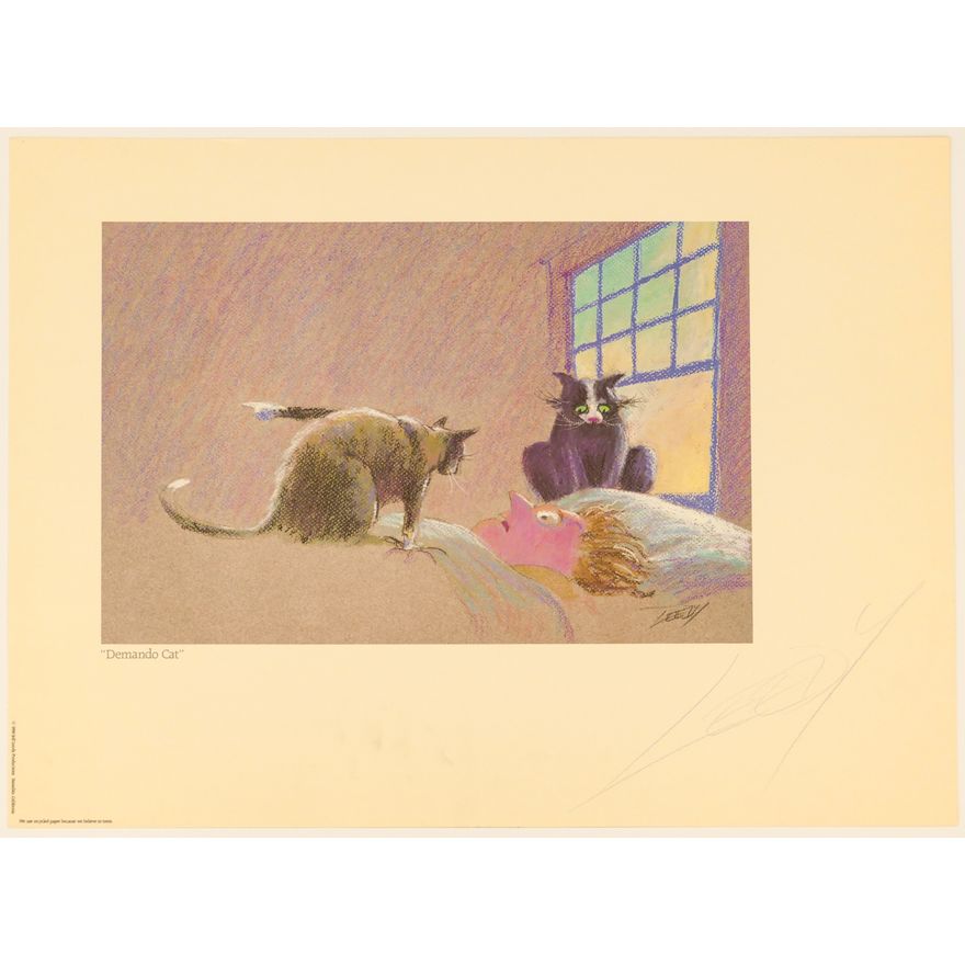 Jeff Leedy ''Demando Cat'' Pencil Signed 1990 Print Sheet 18''x24''