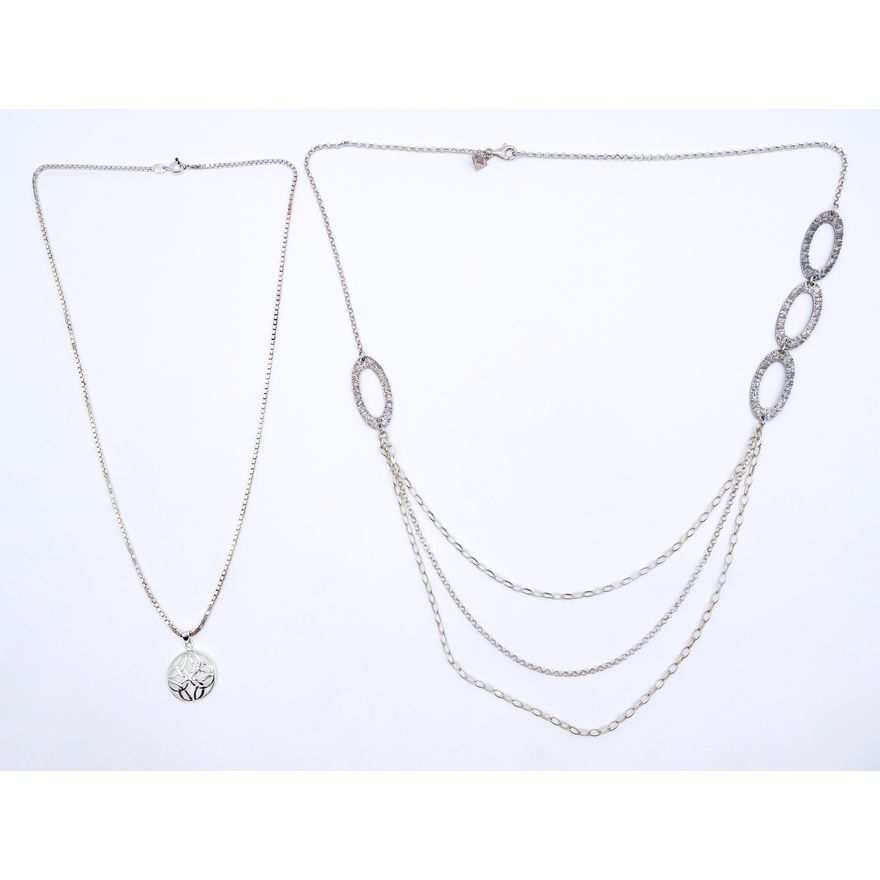 Box Sterling Modernist Necklaces - 46 Grams TW
