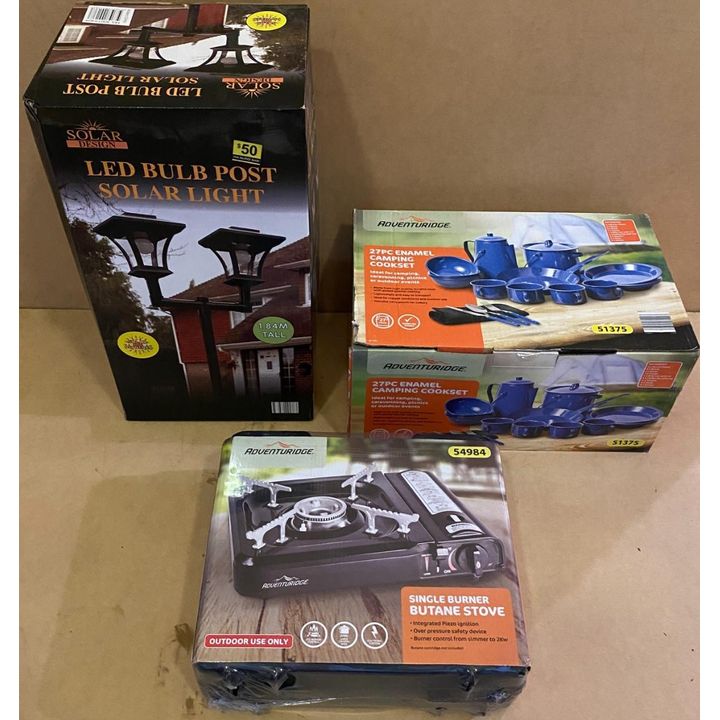 LED Light Post, Camping Cook Set & Portable Stove