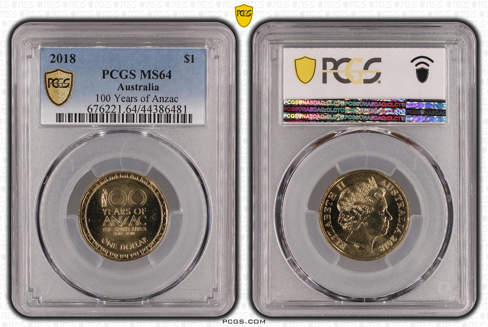 100 Years of Anzac, One Dollar, 2018, PCGS MS 64