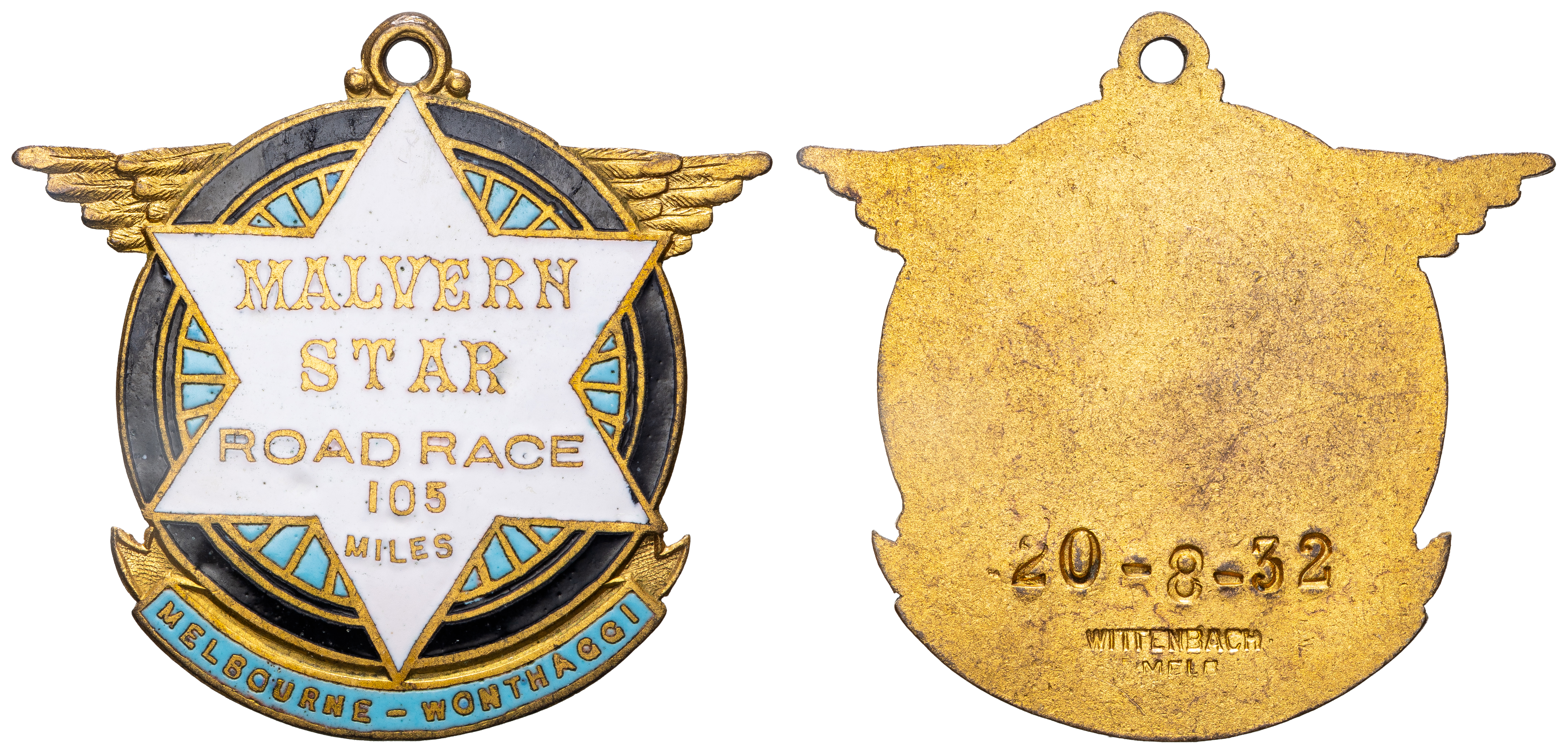 Wittenbach & Co, Melbourne - Enamel Cycling Badge, 1932, EF