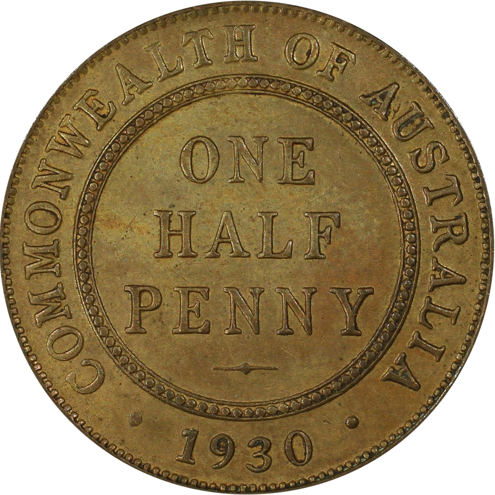 George V, Halfpenny, 1930, MS 63 RB