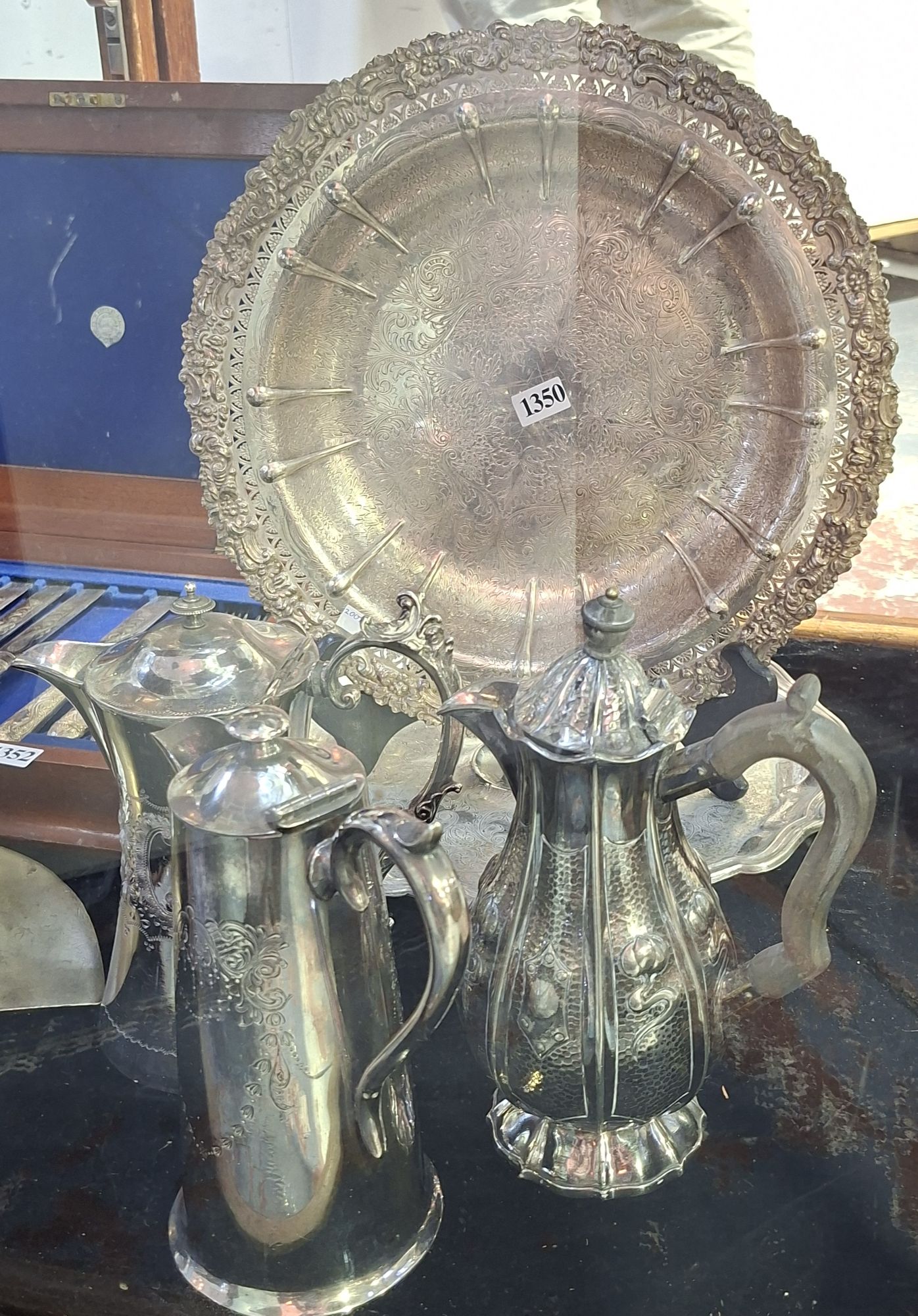 1350 · SILVER PLATED TRAYS AND JUGS