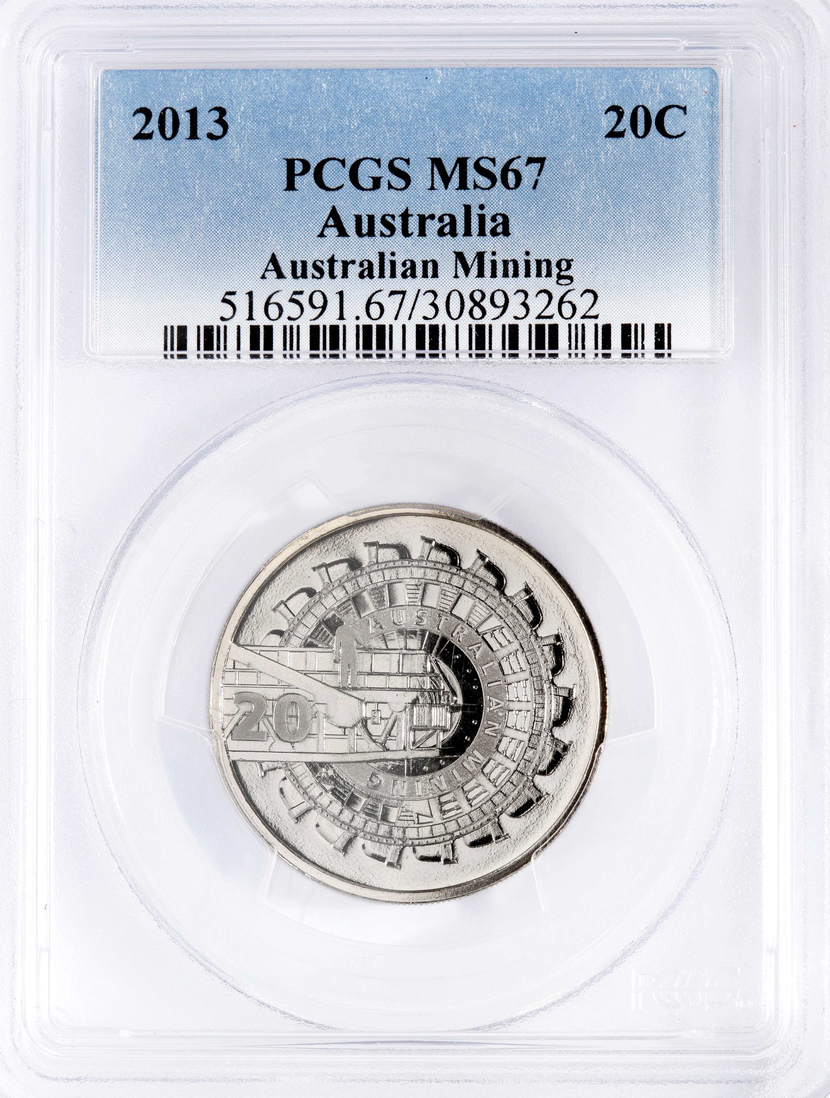 Australian Mining, Twenty Cent, 2013, PCGS MS67