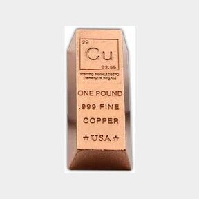 1 POUND COPPER BAR INGOT PAPERWEIGHT - 999 PURE CHEMISTRY ELEMENT DESIGN