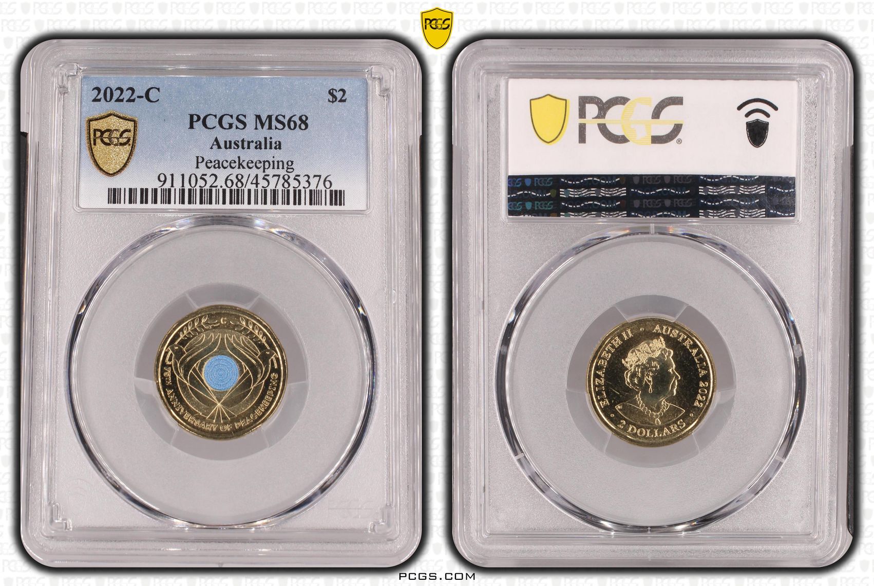 Elizabeth II, Peacekeeping Colorized, Two Dollar, 2022-C, PCGS MS68