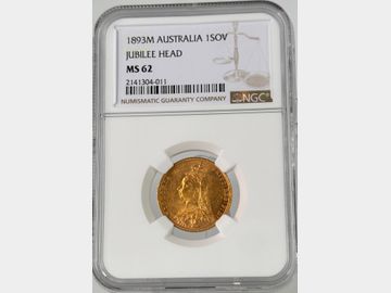 SCARCE 1893 VICTORIA MELBOURNE MINT OLD HEAD GOLD SOVEREIGN MS62 SCARCE