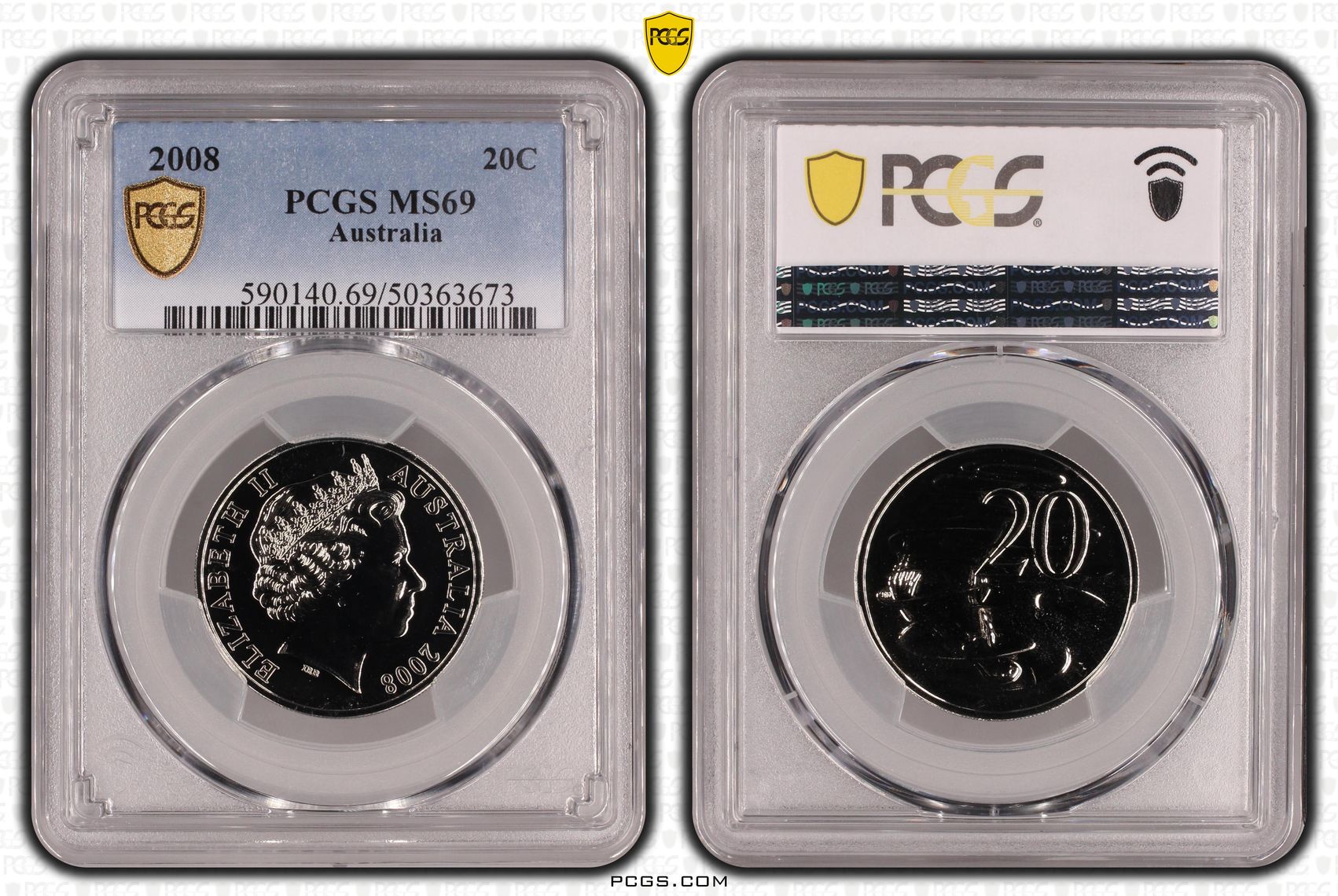 Twenty Cent, 2008, PCGS MS69