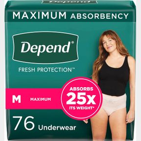 DEPEND FIT-FLEX ADULT INCONTINENCE UNDERWEAR FOR WOMEN DISPOSABLE MAXIMUM ABSORBENCY MEDIUM BLUSH 76 COUNT MEDIUM (76 COUNT)