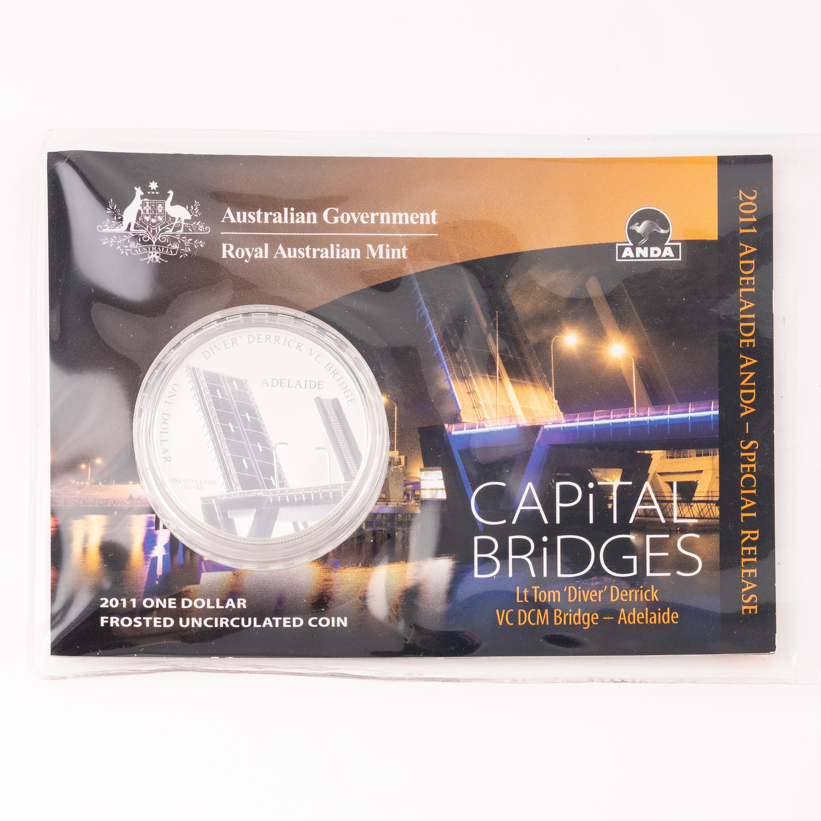 Elizabeth II, RAM - Capital Bridges VC DCM Bridge, Adelaide, One Dollar, 2011, UNC