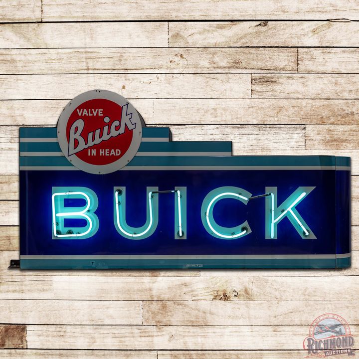 Buick Valve in Head 8' DS Porcelain Sign w/ Logo