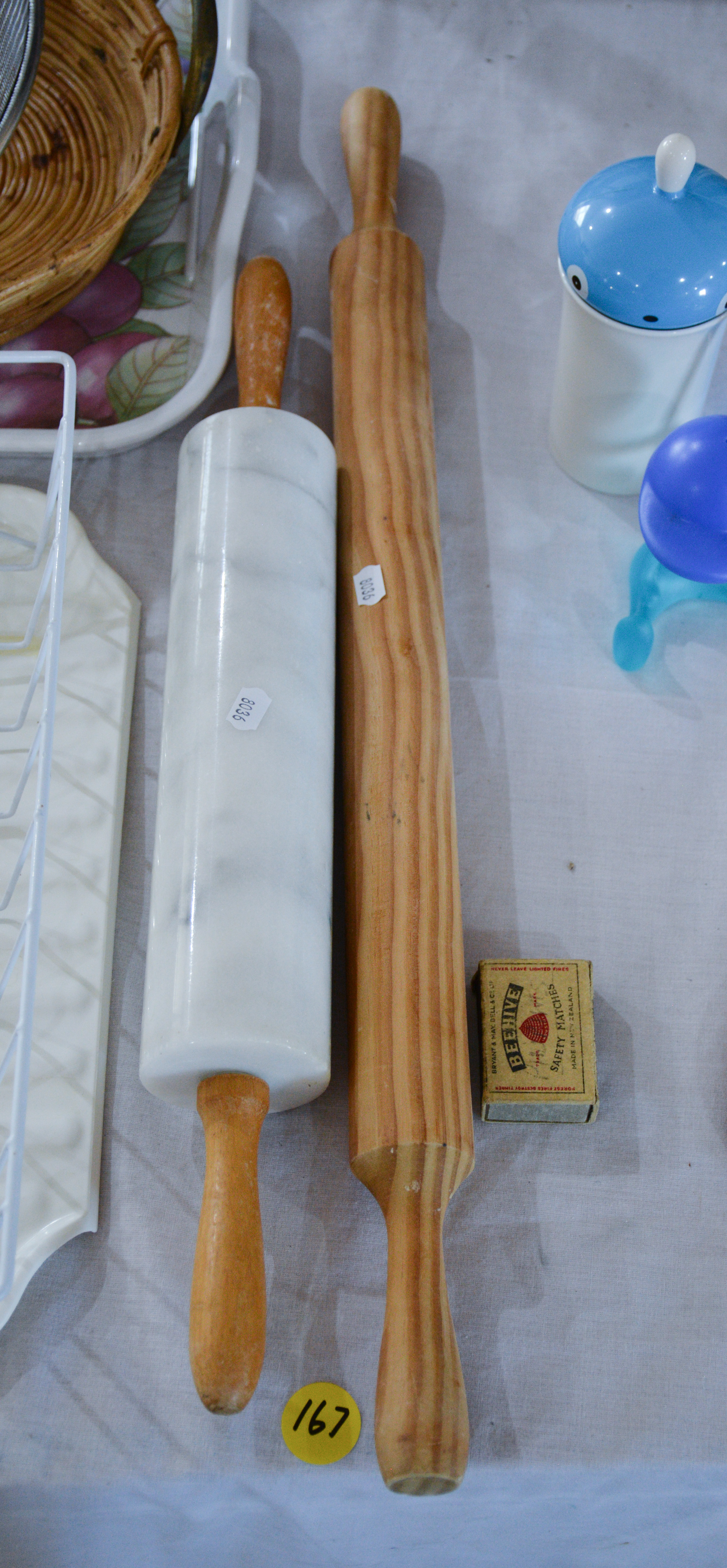 Wood and Marble Rolling Pins — sold at auction in New Zealand for $25